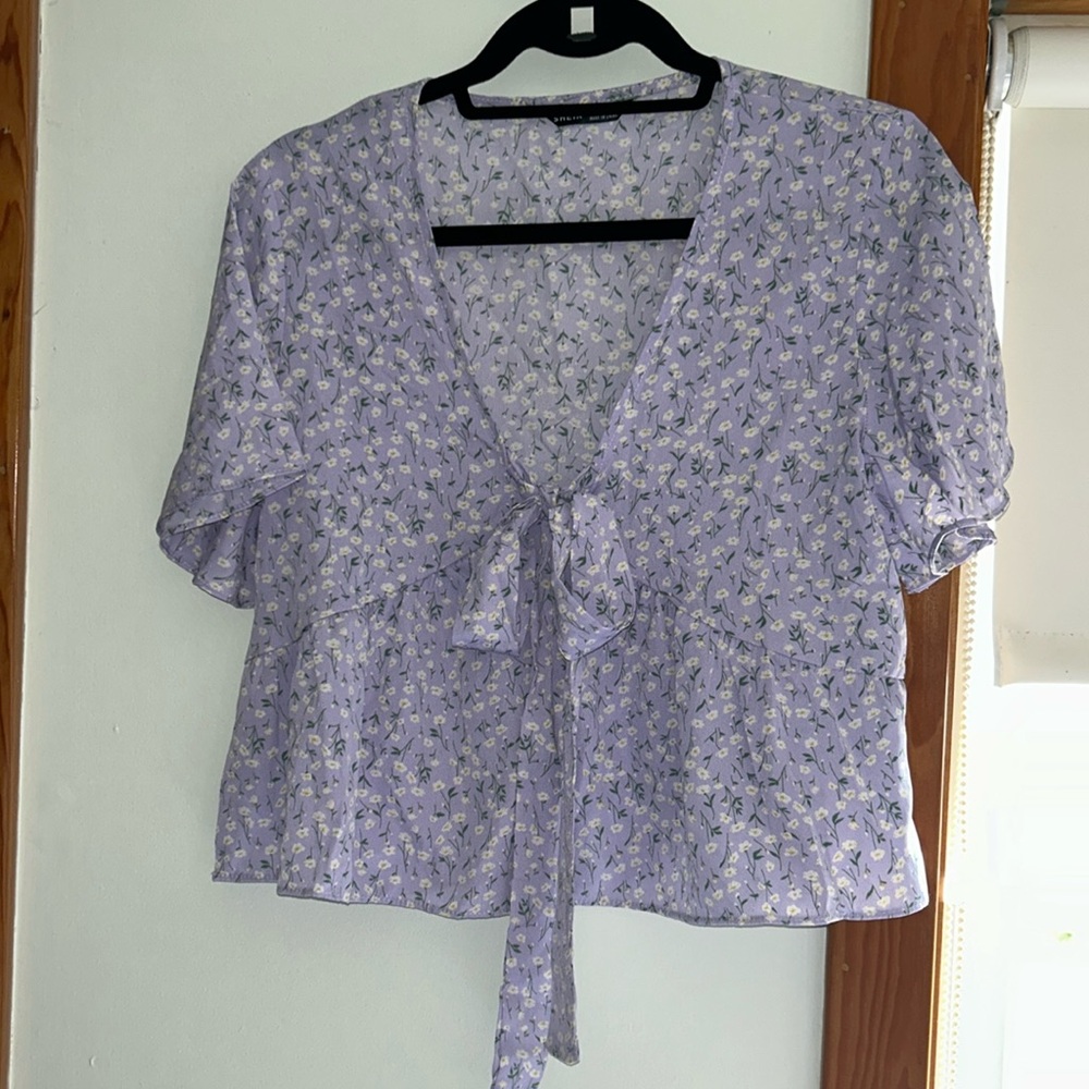Lilac purple Babydoll Peplum Shirt